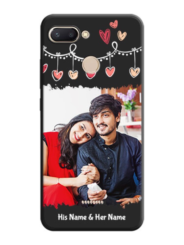 Custom Pink Love Hangings with Name on Space Black Custom Soft Matte Phone Cases - Redmi 6