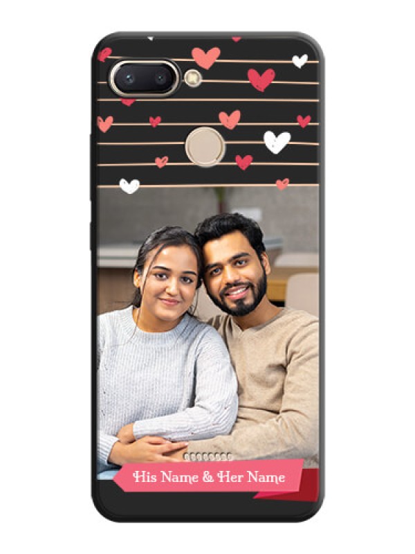 Custom Love Pattern with Name on Pink Ribbon  - Photo on Space Black Soft Matte Back Cover - Redmi 6