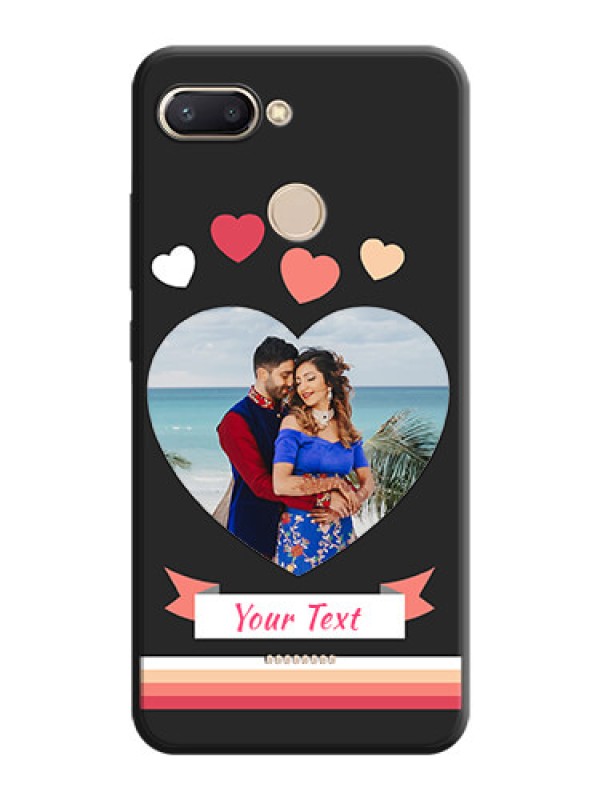 Custom Love Shaped Photo with Colorful Stripes on Personalised Space Black Soft Matte Cases - Redmi 6