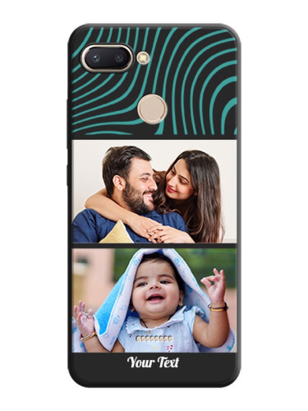Custom Wave Pattern with 2 Image Holder on Space Black Personalized Soft Matte Phone Covers - Redmi 6