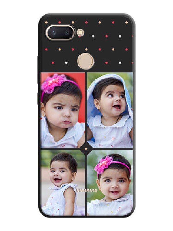 Custom Multicolor Dotted Pattern with 4 Image Holder on Space Black Custom Soft Matte Phone Cases - Redmi 6
