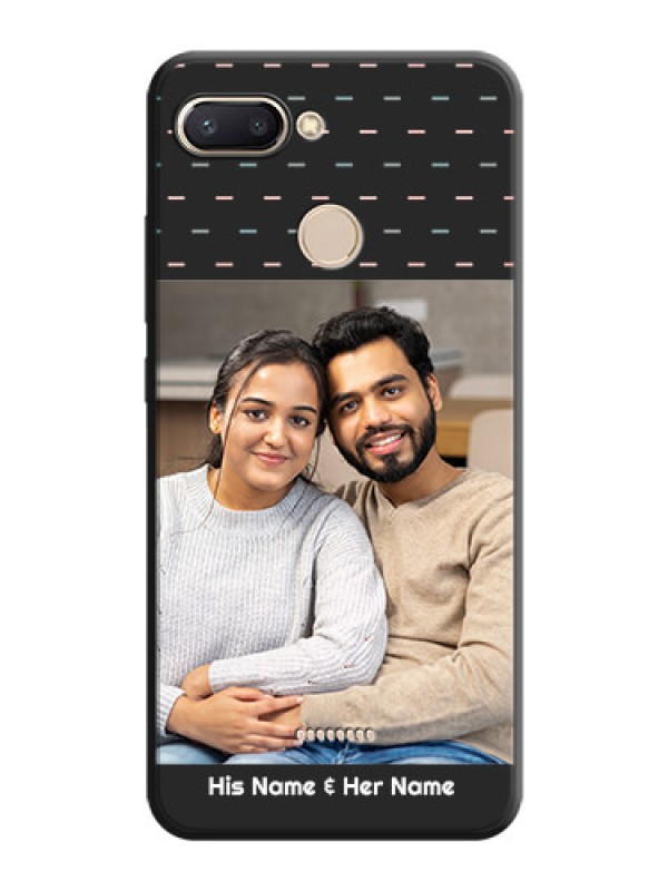 Custom Line Pattern Design with Text on Space Black Custom Soft Matte Phone Back Cover - Redmi 6
