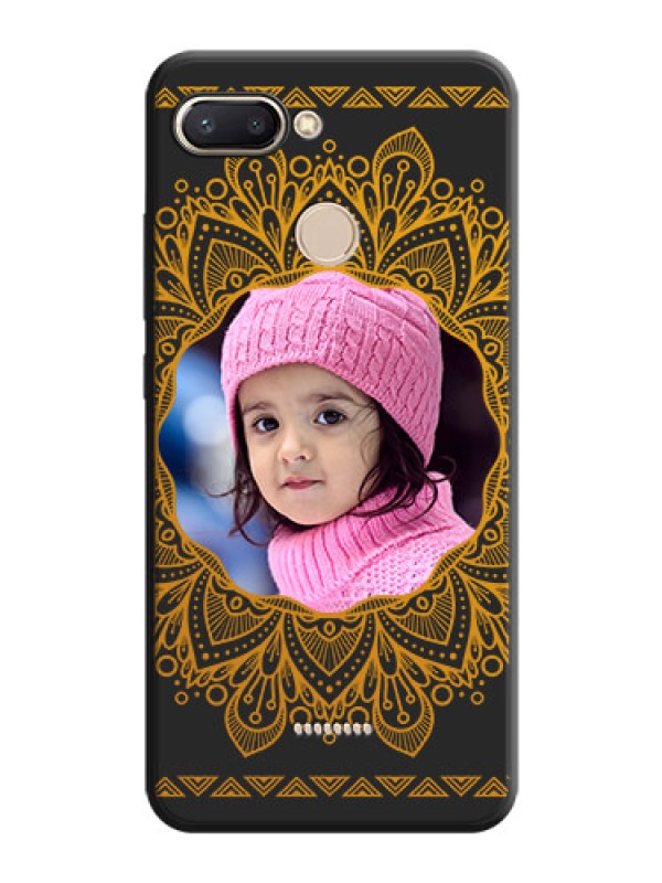 Custom Round Image with Floral Design - Photo on Space Black Soft Matte Mobile Cover - Redmi 6