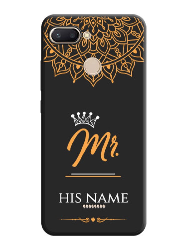Custom Mr Name with Floral Design  on Personalised Space Black Soft Matte Cases - Redmi 6