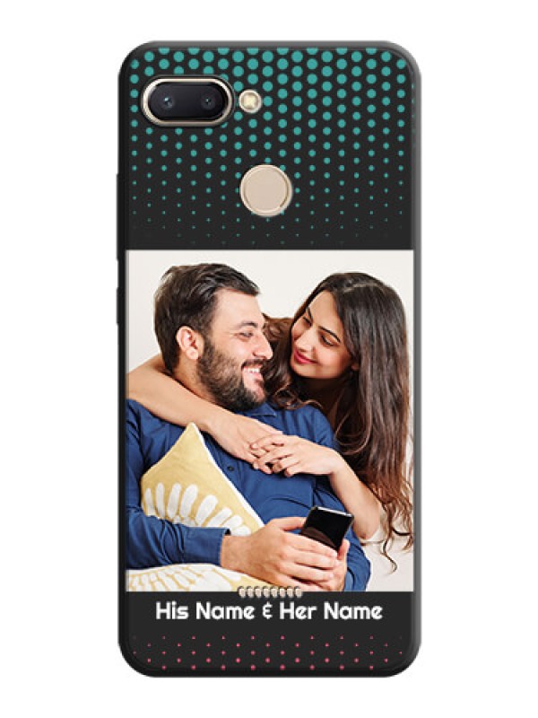 Custom Faded Dots with Grunge Photo Frame and Text on Space Black Custom Soft Matte Phone Cases - Redmi 6