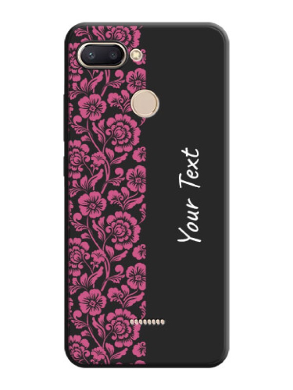 Custom Pink Floral Pattern Design With Custom Text On Space Black Personalized Soft Matte Phone Covers -Xiaomi Redmi 6