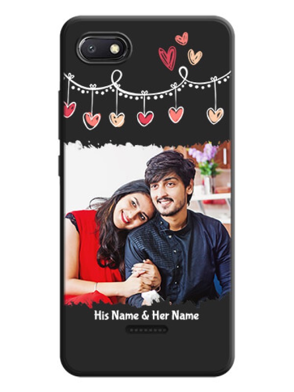 Custom Pink Love Hangings with Name on Space Black Custom Soft Matte Phone Cases - Redmi 6A