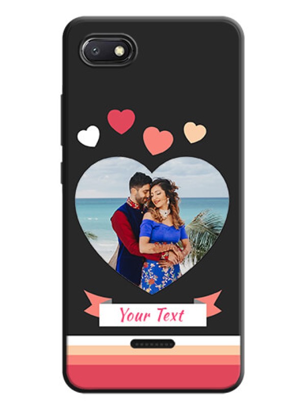 Custom Love Shaped Photo with Colorful Stripes on Personalised Space Black Soft Matte Cases - Redmi 6A