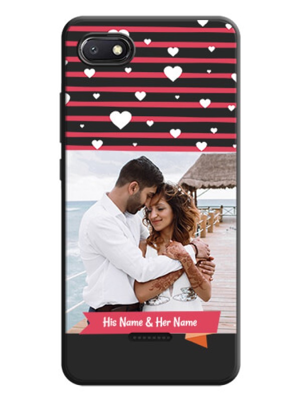 Custom White Color Love Symbols with Pink Lines Pattern on Space Black Custom Soft Matte Phone Cases - Redmi 6A