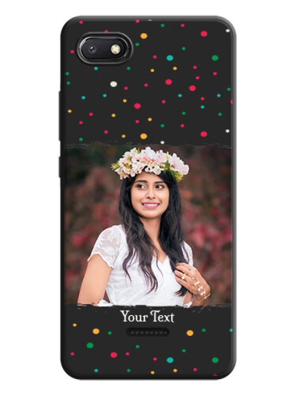 Custom Multicolor Dotted Pattern with Text on Space Black Custom Soft Matte Phone Back Cover - Redmi 6A
