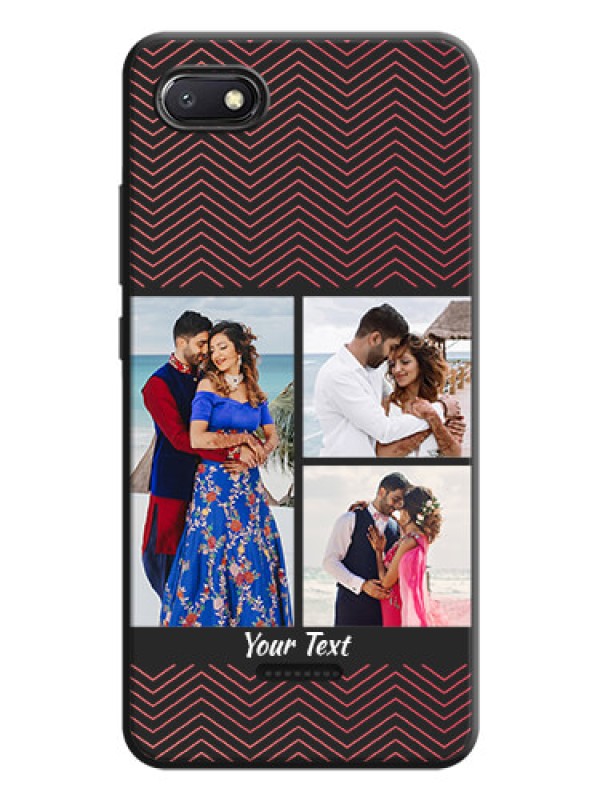 Custom Wave Pattern with 3 Image Holder on Space Black Custom Soft Matte Back Cover - Redmi 6A
