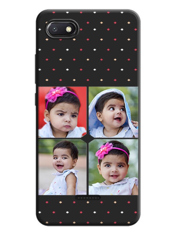 Custom Multicolor Dotted Pattern with 4 Image Holder on Space Black Custom Soft Matte Phone Cases - Redmi 6A