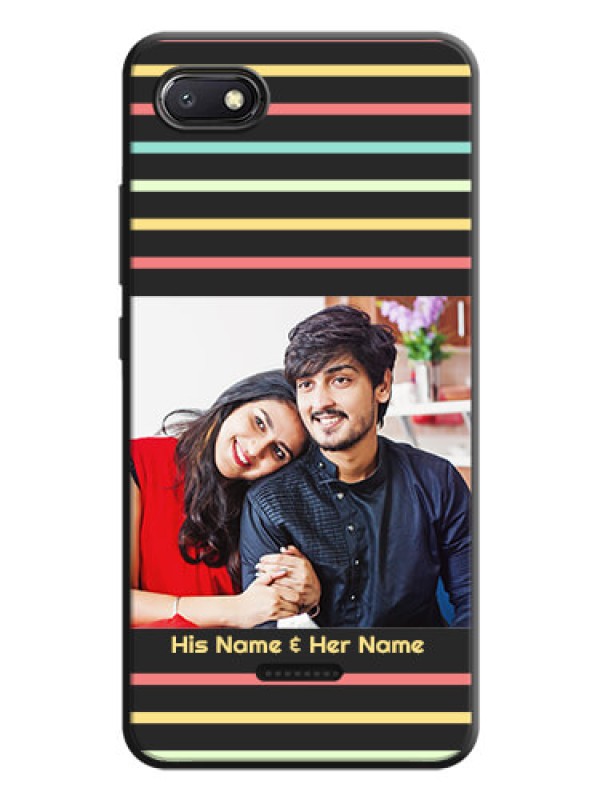 Custom Color Stripes with Photo and Text - Photo on Space Black Soft Matte Mobile Case - Redmi 6A