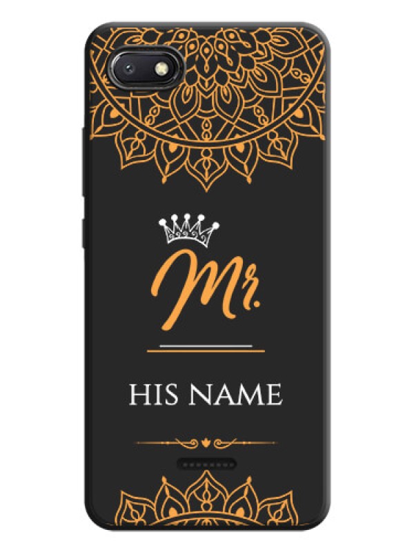 Custom Mr Name with Floral Design  on Personalised Space Black Soft Matte Cases - Redmi 6A
