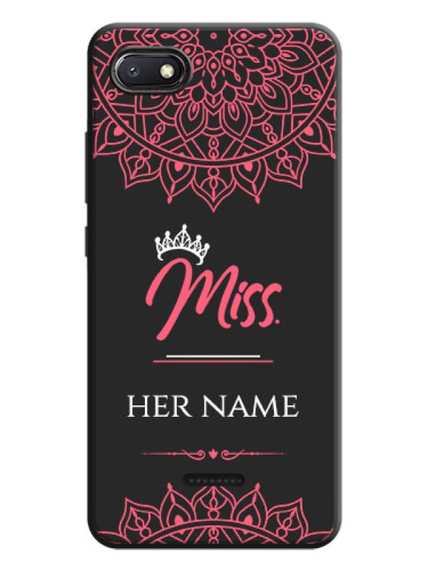 Custom Mrs Name with Floral Design on Space Black Personalized Soft Matte Phone Covers - Redmi 6A