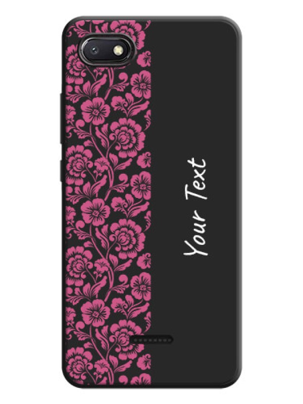 Custom Pink Floral Pattern Design With Custom Text On Space Black Personalized Soft Matte Phone Covers -Xiaomi Redmi 6A