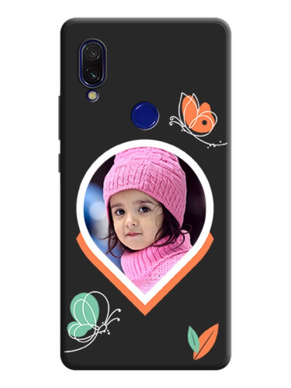 Custom Upload Pic With Simple Butterly Design On Space Black Personalized Soft Matte Phone Covers -Xiaomi Redmi 7