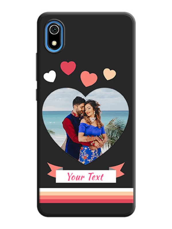Custom Love Shaped Photo with Colorful Stripes on Personalised Space Black Soft Matte Cases - Redmi 7A