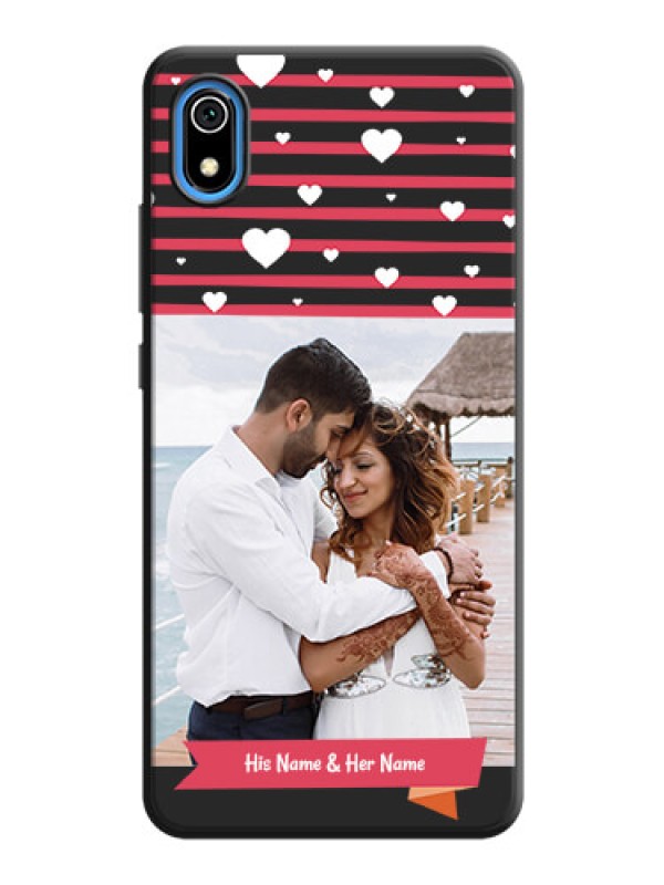 Custom White Color Love Symbols with Pink Lines Pattern on Space Black Custom Soft Matte Phone Cases - Redmi 7A