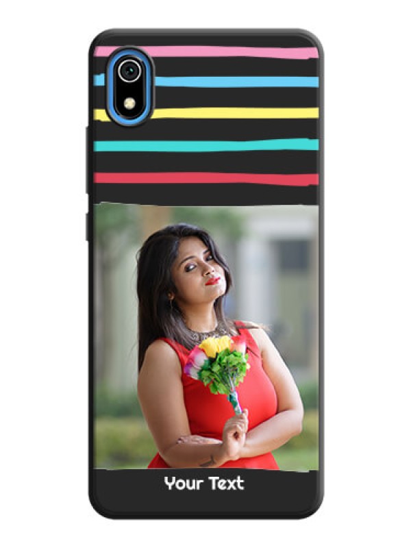 Custom Multicolor Lines with Image on Space Black Personalized Soft Matte Phone Covers - Redmi 7A