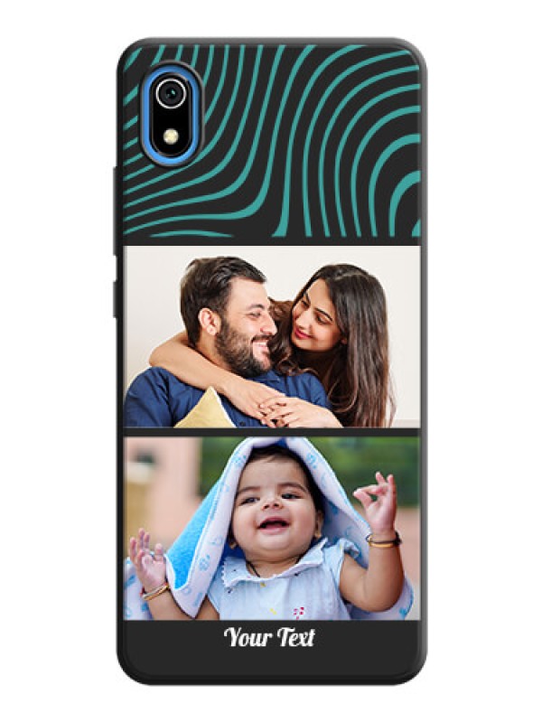 Custom Wave Pattern with 2 Image Holder on Space Black Personalized Soft Matte Phone Covers - Redmi 7A