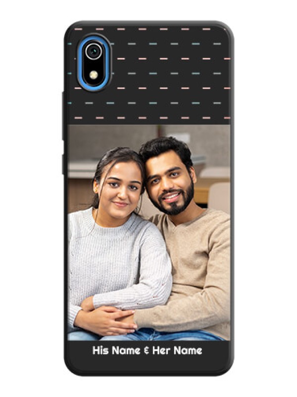 Custom Line Pattern Design with Text on Space Black Custom Soft Matte Phone Back Cover - Redmi 7A