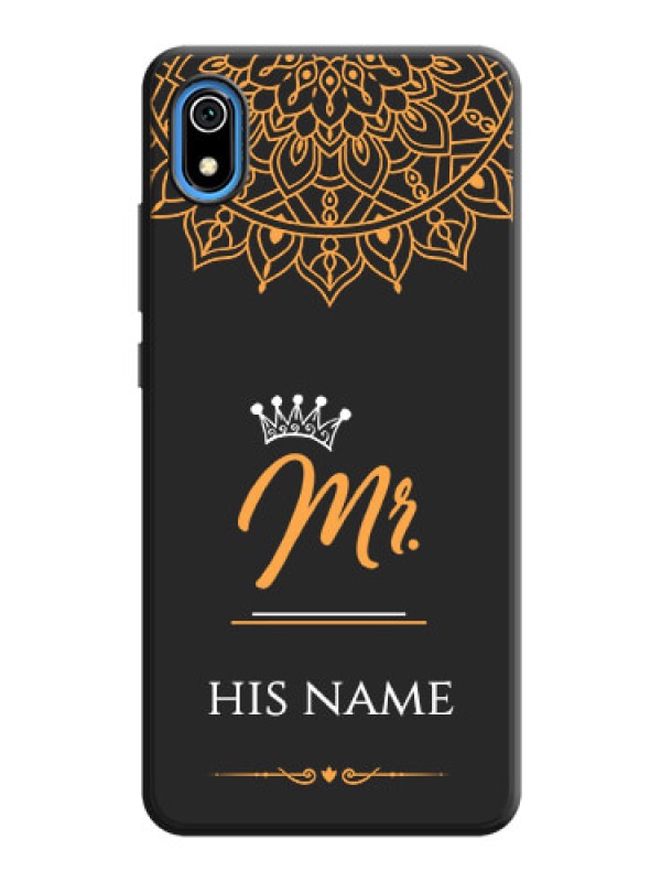 Custom Mr Name with Floral Design  on Personalised Space Black Soft Matte Cases - Redmi 7A