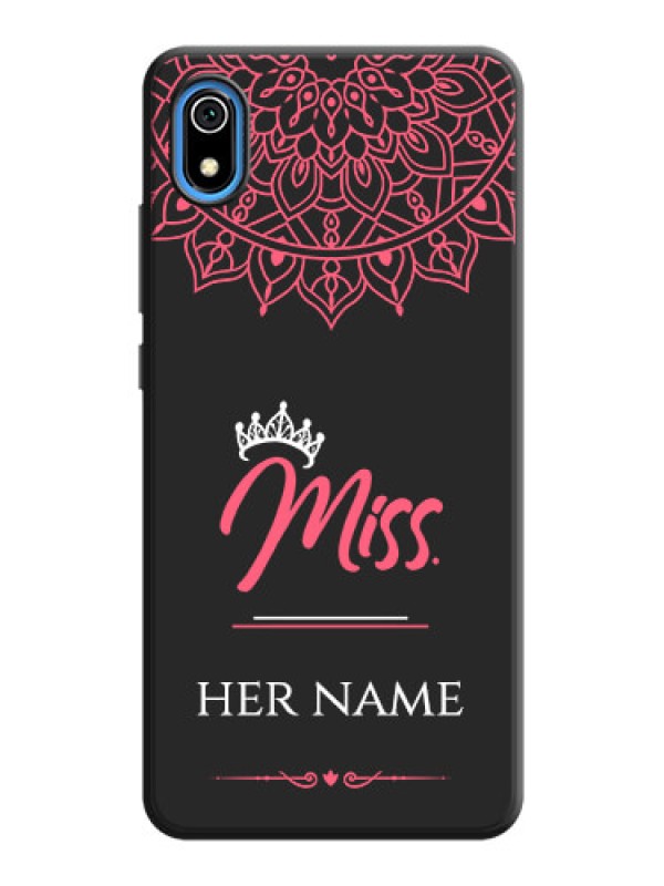 Custom Mrs Name with Floral Design on Space Black Personalized Soft Matte Phone Covers - Redmi 7A