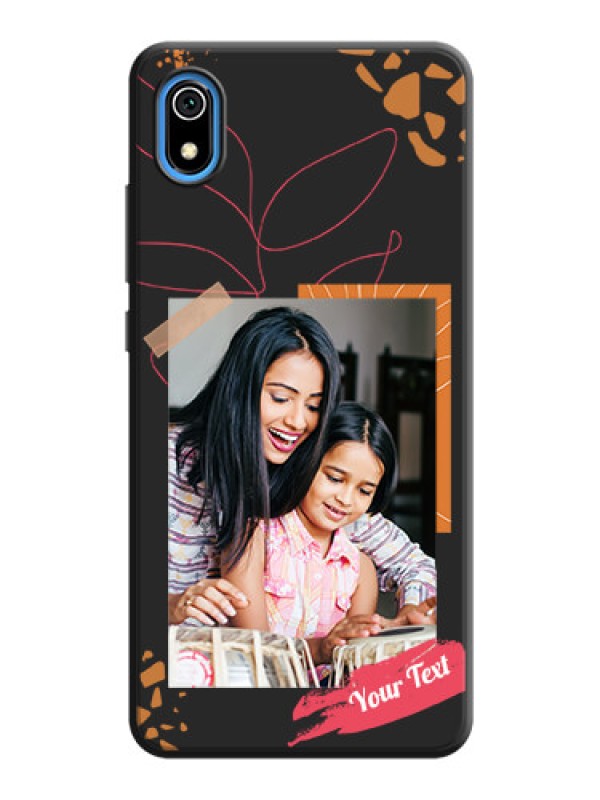 Custom Orange Photo Frame on Space Black Custom Soft Matte Phone Back Cover - Redmi 7A