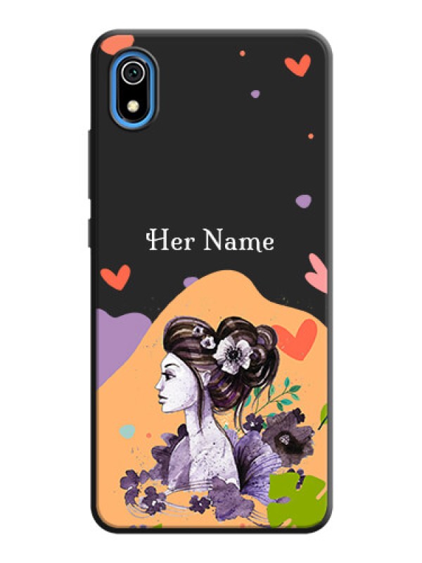Custom Namecase For Her With Fancy Lady Image On Space Black Personalized Soft Matte Phone Covers -Xiaomi Redmi 7A