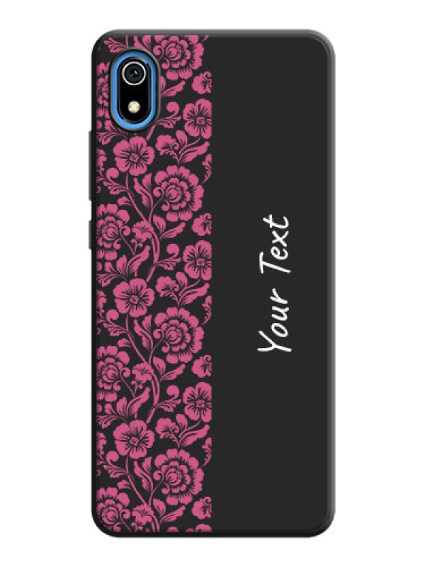 Custom Pink Floral Pattern Design With Custom Text On Space Black Personalized Soft Matte Phone Covers -Xiaomi Redmi 7A