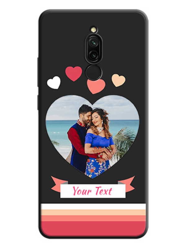 Custom Love Shaped Photo with Colorful Stripes on Personalised Space Black Soft Matte Cases - Redmi 8