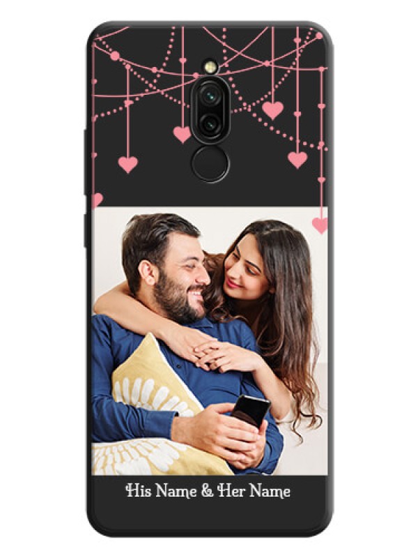 Custom Pink Love Hangings with Text on Space Black Custom Soft Matte Back Cover - Redmi 8