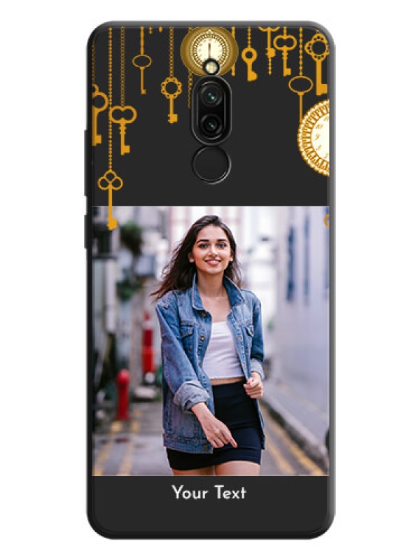Custom Decorative Design with Text on Space Black Custom Soft Matte Back Cover - Redmi 8