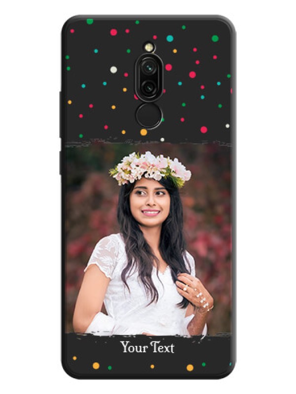 Custom Multicolor Dotted Pattern with Text on Space Black Custom Soft Matte Phone Back Cover - Redmi 8