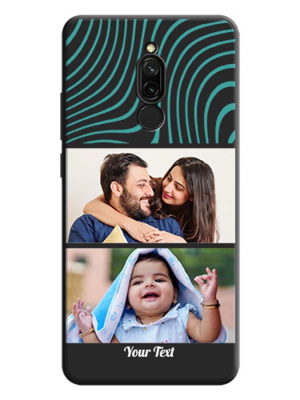 Custom Wave Pattern with 2 Image Holder on Space Black Personalized Soft Matte Phone Covers - Redmi 8