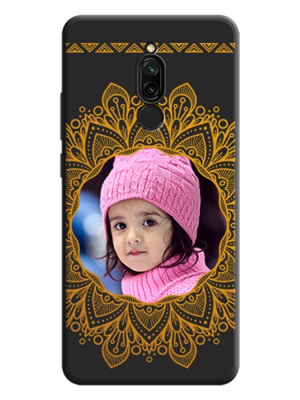 Custom Round Image with Floral Design - Photo on Space Black Soft Matte Mobile Cover - Redmi 8