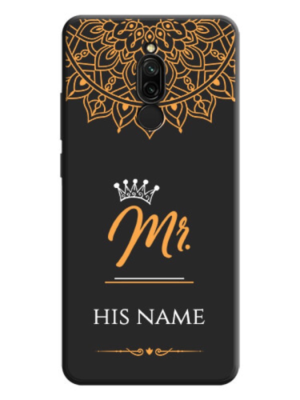 Custom Mr Name with Floral Design  on Personalised Space Black Soft Matte Cases - Redmi 8