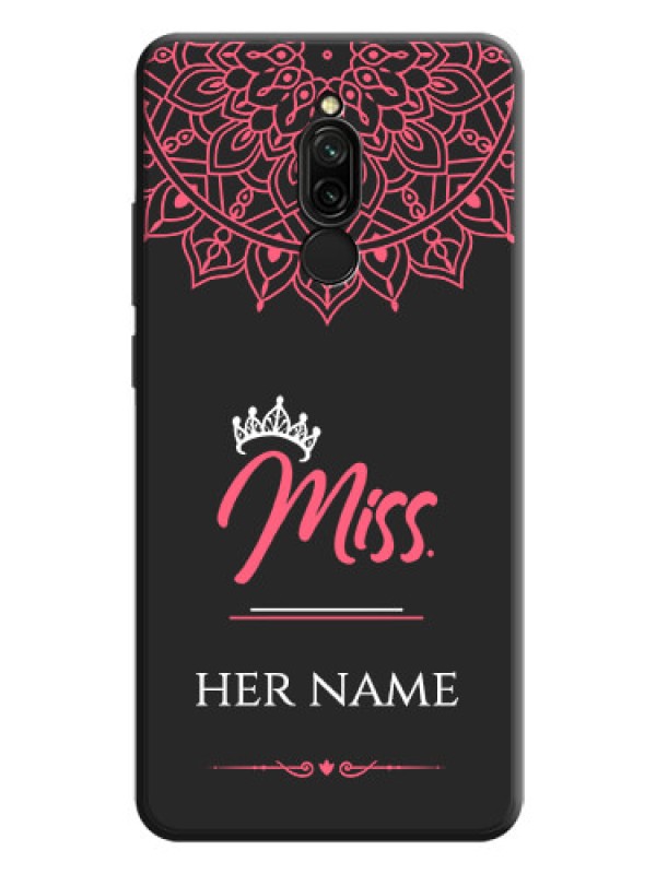 Custom Mrs Name with Floral Design on Space Black Personalized Soft Matte Phone Covers - Redmi 8