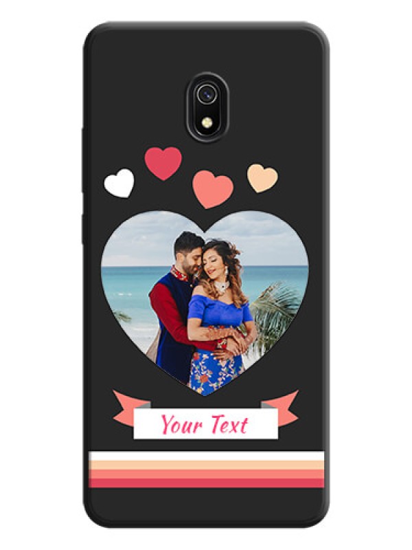 Custom Love Shaped Photo with Colorful Stripes on Personalised Space Black Soft Matte Cases - Redmi 8A