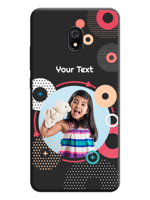 Custom Multicoloured Round Image on Personalised Space Black Soft Matte Cases - Redmi 8A