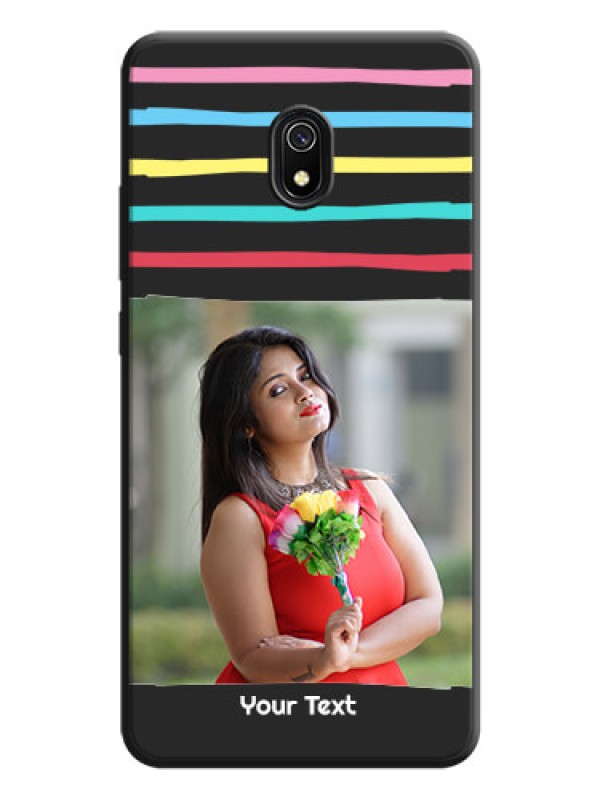 Custom Multicolor Lines with Image on Space Black Personalized Soft Matte Phone Covers - Redmi 8A