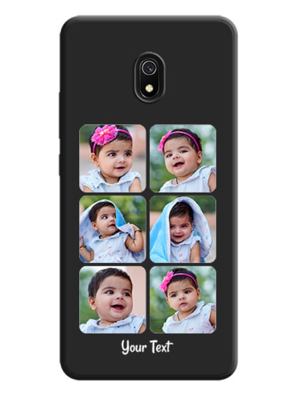 Custom Floral Art with 6 Image Holder - Photo on Space Black Soft Matte Mobile Case - Redmi 8A