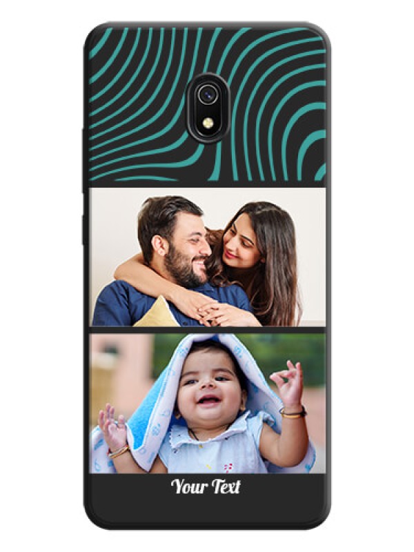 Custom Wave Pattern with 2 Image Holder on Space Black Personalized Soft Matte Phone Covers - Redmi 8A