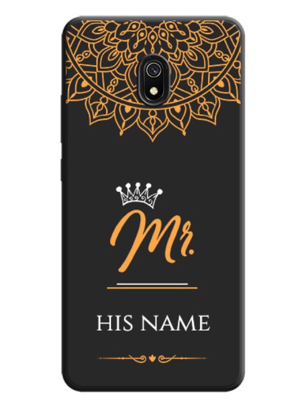 Custom Mr Name with Floral Design  on Personalised Space Black Soft Matte Cases - Redmi 8A