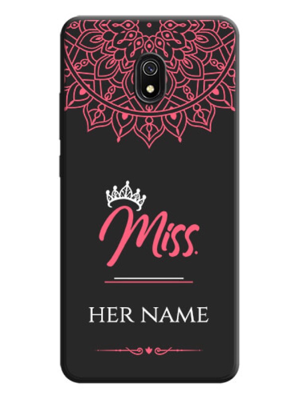 Custom Mrs Name with Floral Design on Space Black Personalized Soft Matte Phone Covers - Redmi 8A