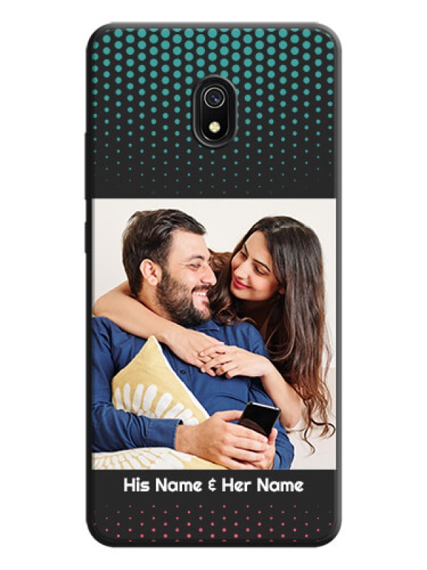 Custom Faded Dots with Grunge Photo Frame and Text on Space Black Custom Soft Matte Phone Cases - Redmi 8A