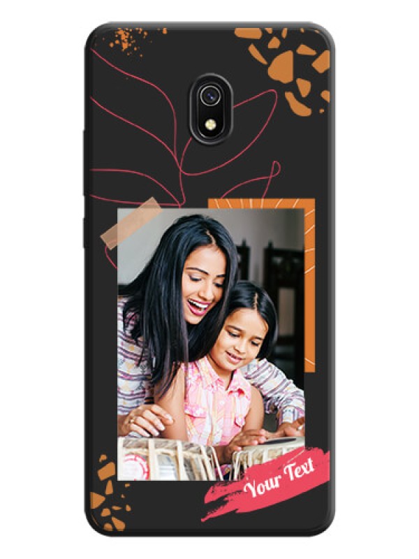 Custom Orange Photo Frame on Space Black Custom Soft Matte Phone Back Cover - Redmi 8A