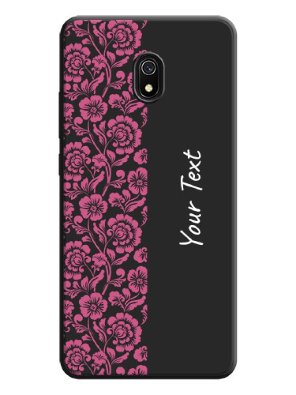 Custom Pink Floral Pattern Design With Custom Text On Space Black Personalized Soft Matte Phone Covers -Xiaomi Redmi 8A