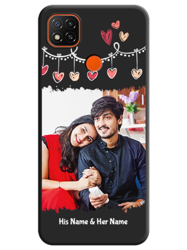 Custom Pink Love Hangings with Name on Space Black Custom Soft Matte Phone Cases - Redmi 9 Activ